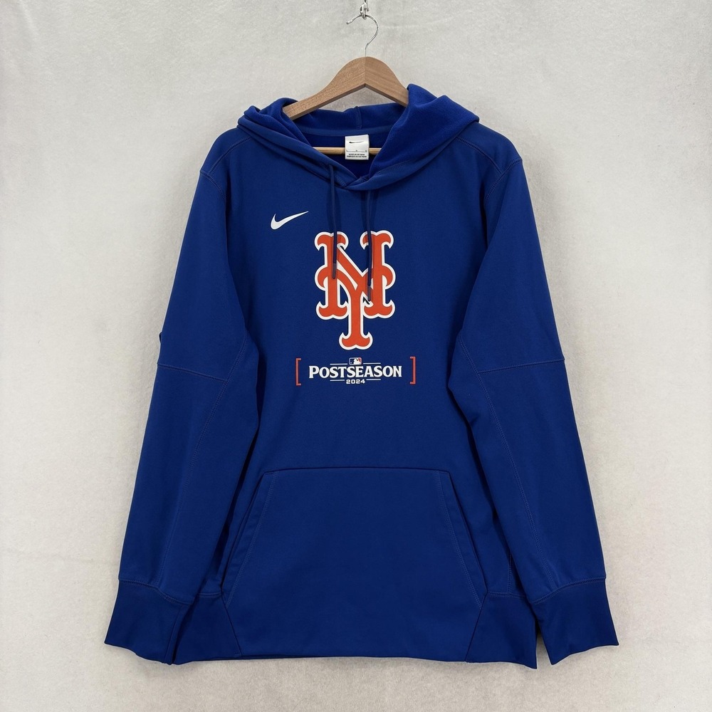 New York Mets Hoodie Mens Large Blue MLB Baseball Nike Postseason 2024 Therma